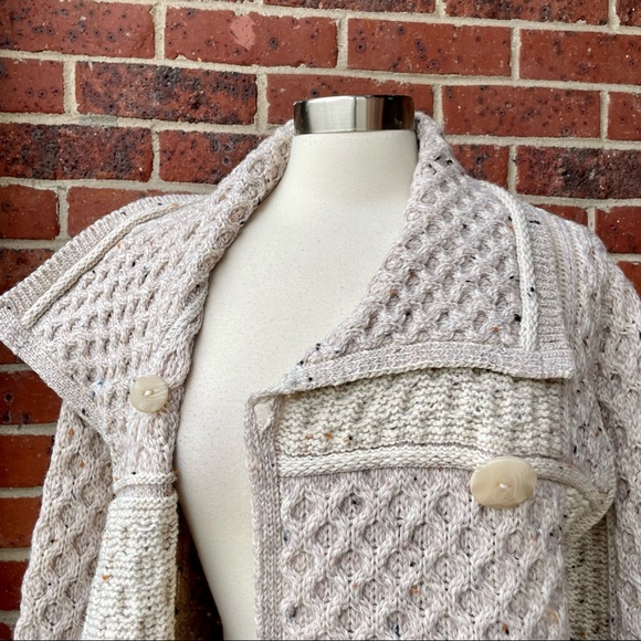 Inis Crafts Made in Ireland 100% Merino Wool Knit Cardigan Sweater Large Button - Picture 14 of 14
